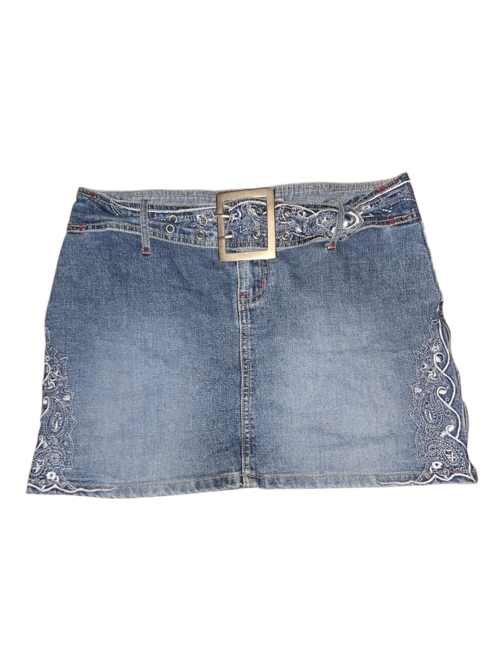 Vintage Denim Embroidered Mini Skirt Lazer Jeans Size 7